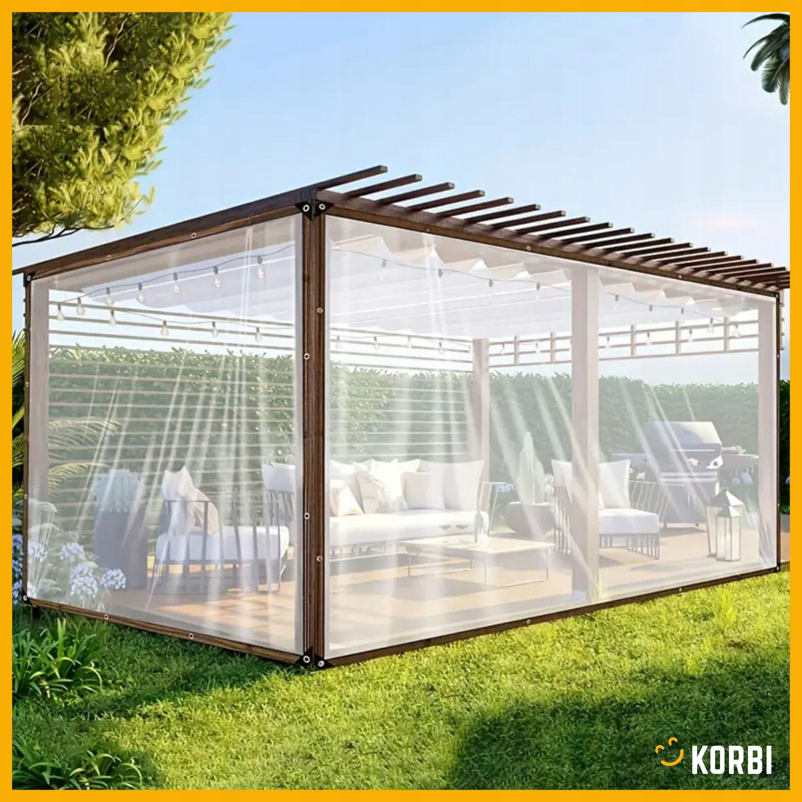 PLANDEKA OGRODOWA TARASOWA WODOODPORNA FOLIA OSŁONA TARP PRZEZROCZYSTA 3x3m Stan opakowania oryginalne