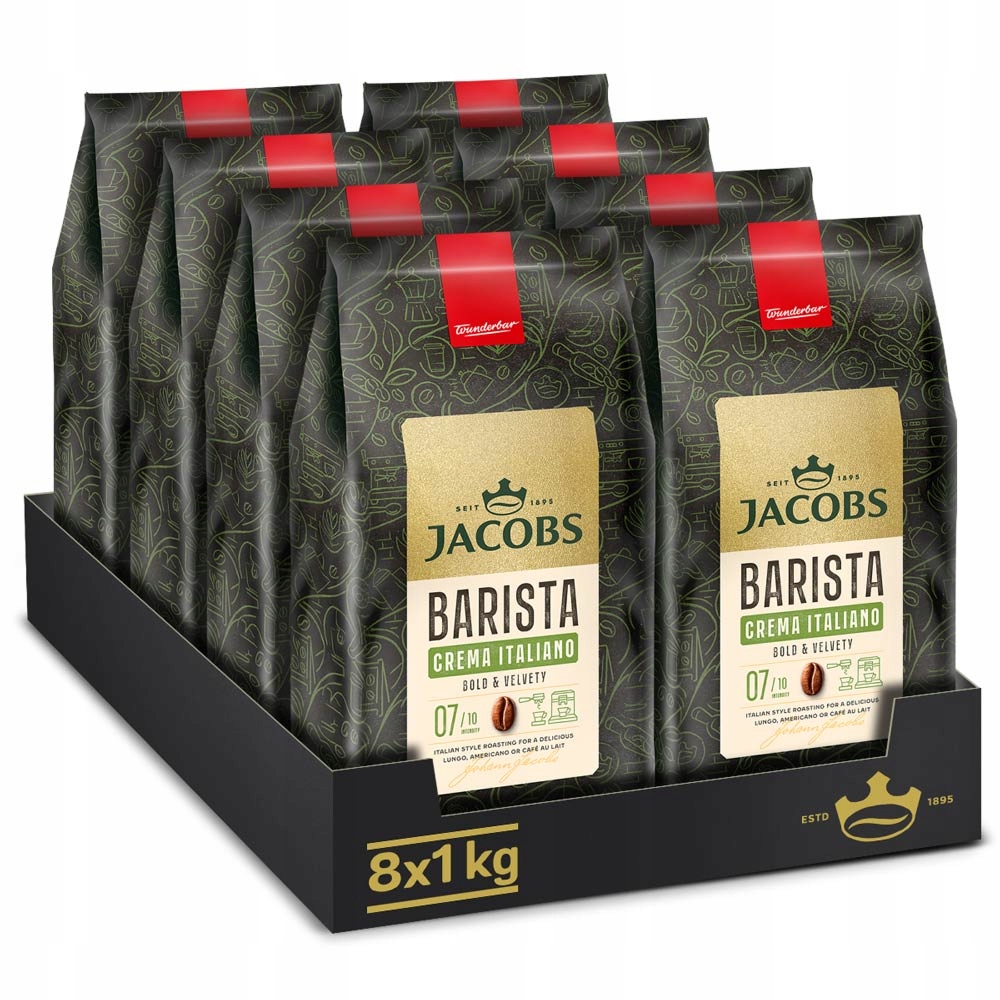 Kawa ziarnista Jacobs Barista Crema Italiano 8x 1kg zestaw kaw