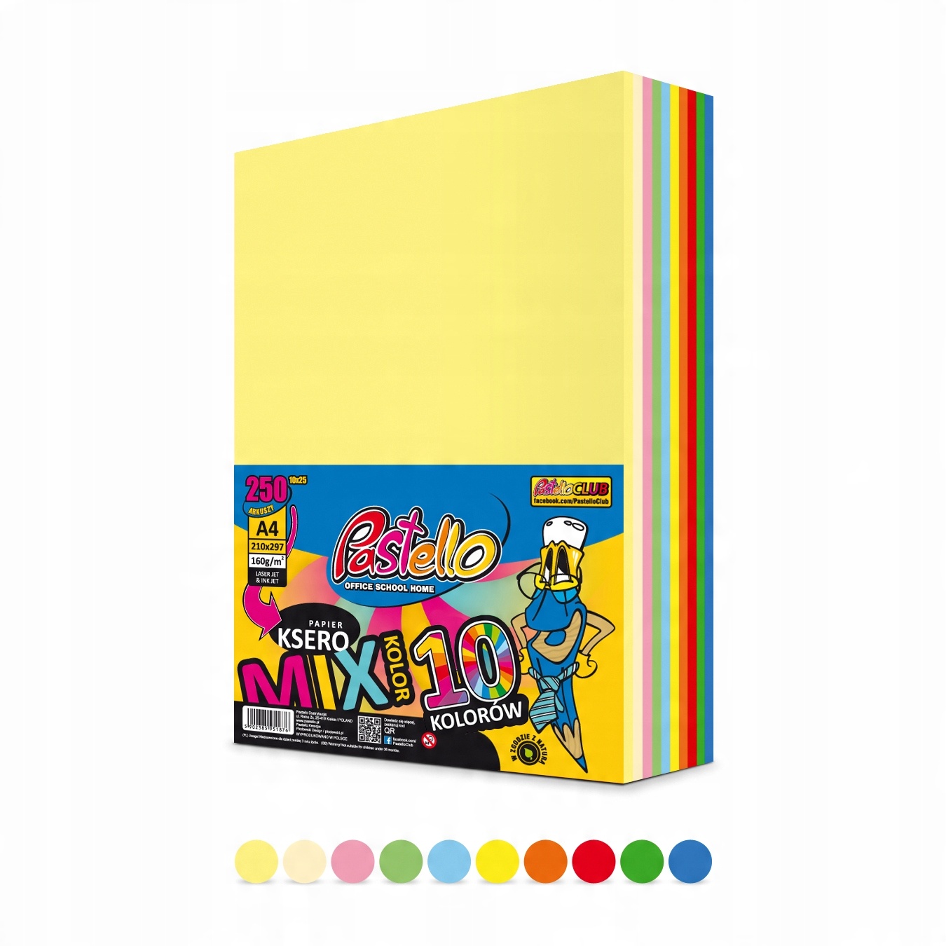 

Papier ksero A4 250k 160g 10-kol. mix- Pastello