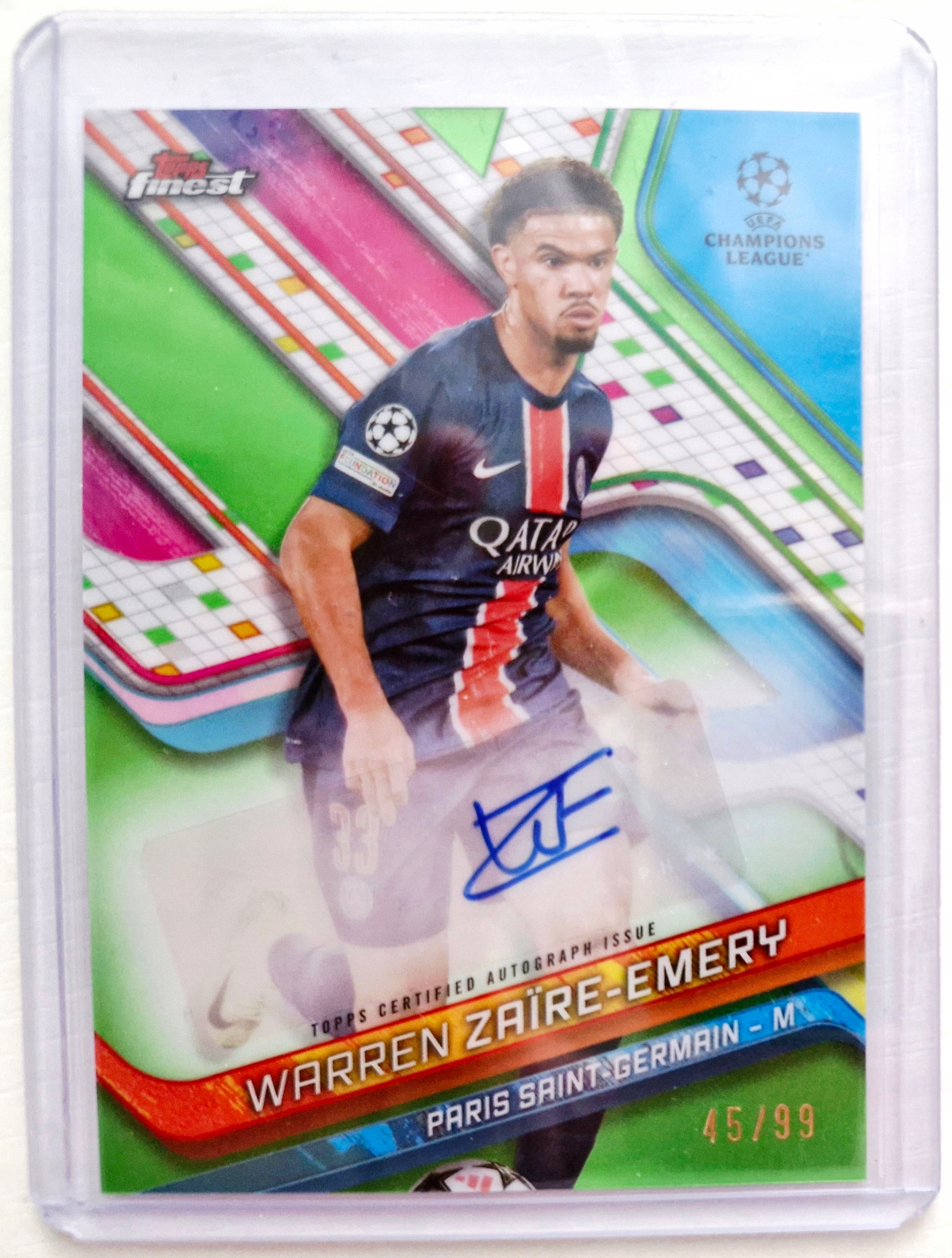 Warren Zaire-emery Topps Finest 2024/25 Uefa Psg 45/99 Autograf