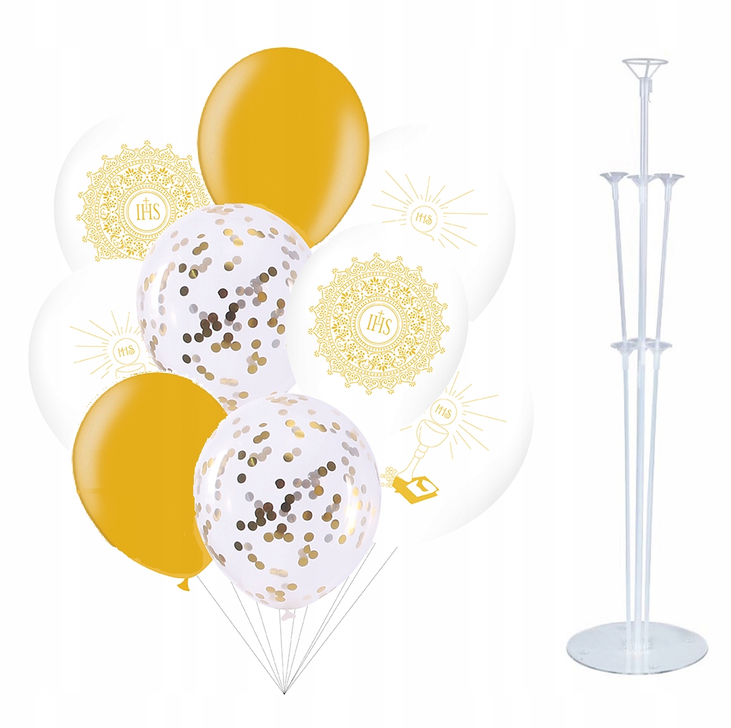 

Dekoracje na komunię balony komunijne stojak Ihs