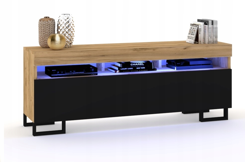 

Szafka Rtv Komoda Play Craft Czarna Nogi Led 140