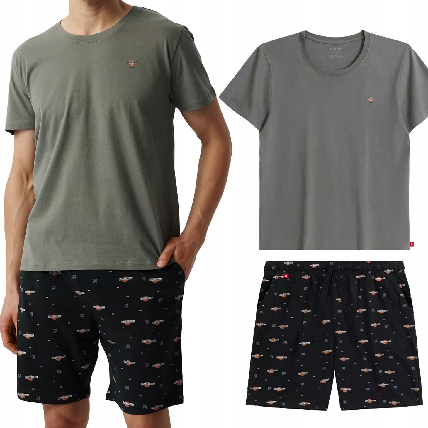 Pánské bavlněné pyžamo Atlantic NMP-384 Komplet T-Shirt Kraťasy L