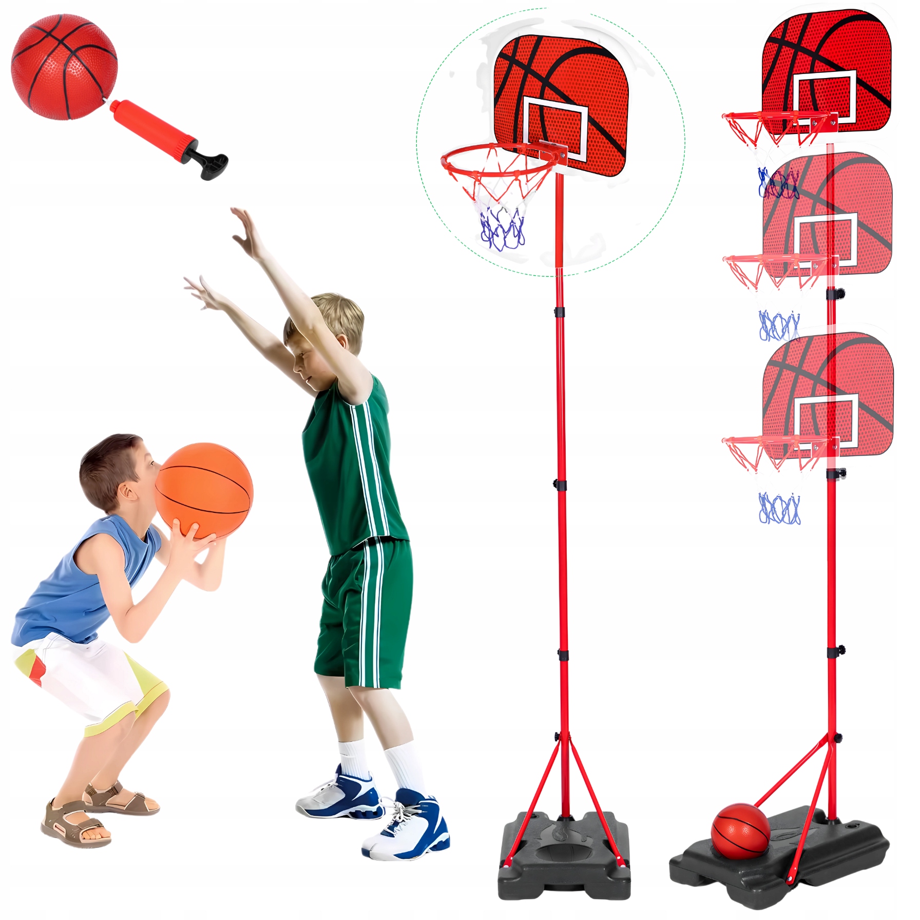 Kosz Do Koszykówki Wolnostojący Zestaw Tablica Z Koszem Piłka Pompka