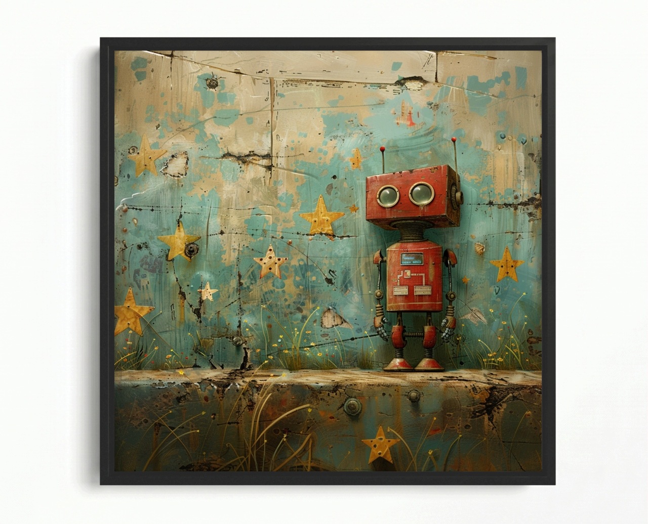 Obraz Rama American Box Robot Hračka Android Stroj Hvězdičky 60x60