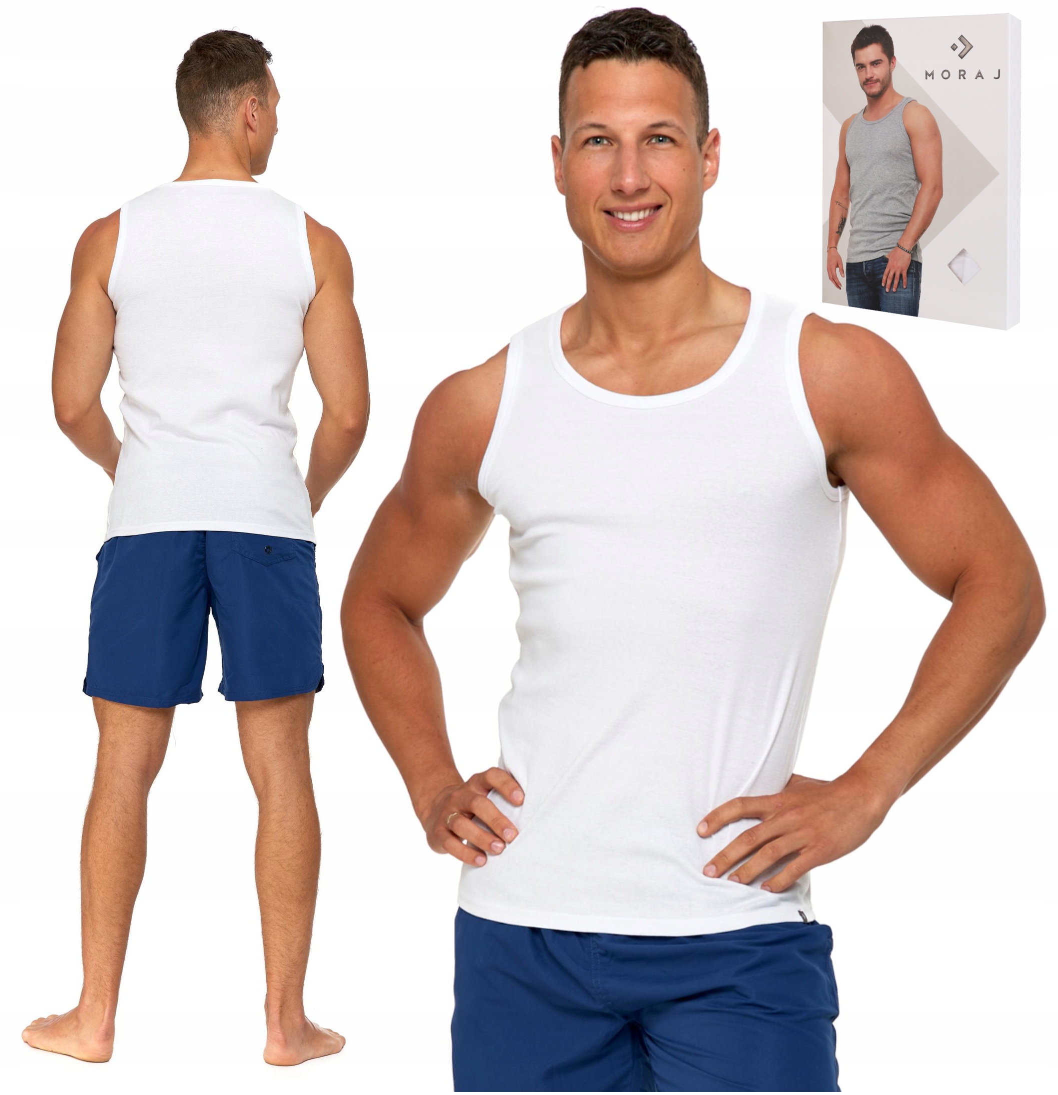 PODKOSZULKA MĘSKA TANK TOP KOSZULKA PODKOSZULEK 100 % BAWEŁNA MORAJ - XXL