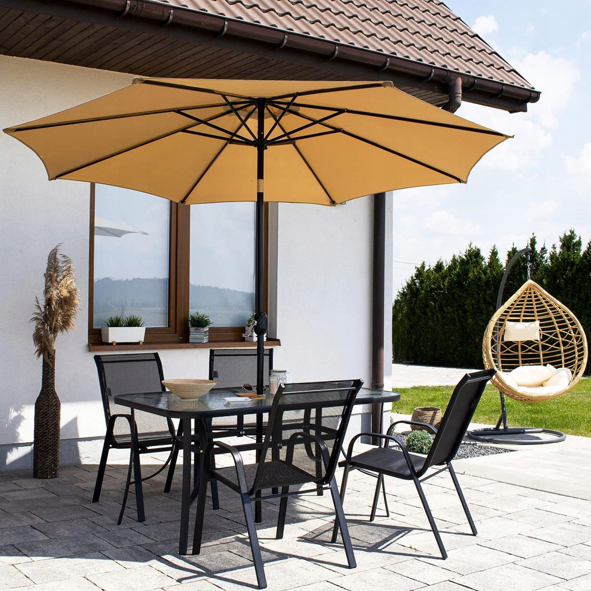 2szt. KRZESŁO OGRODOWE BALKONOWE FOTEL NA TARAS OGRÓD MOCNE CZARNE ZESTAW Kolor czarny