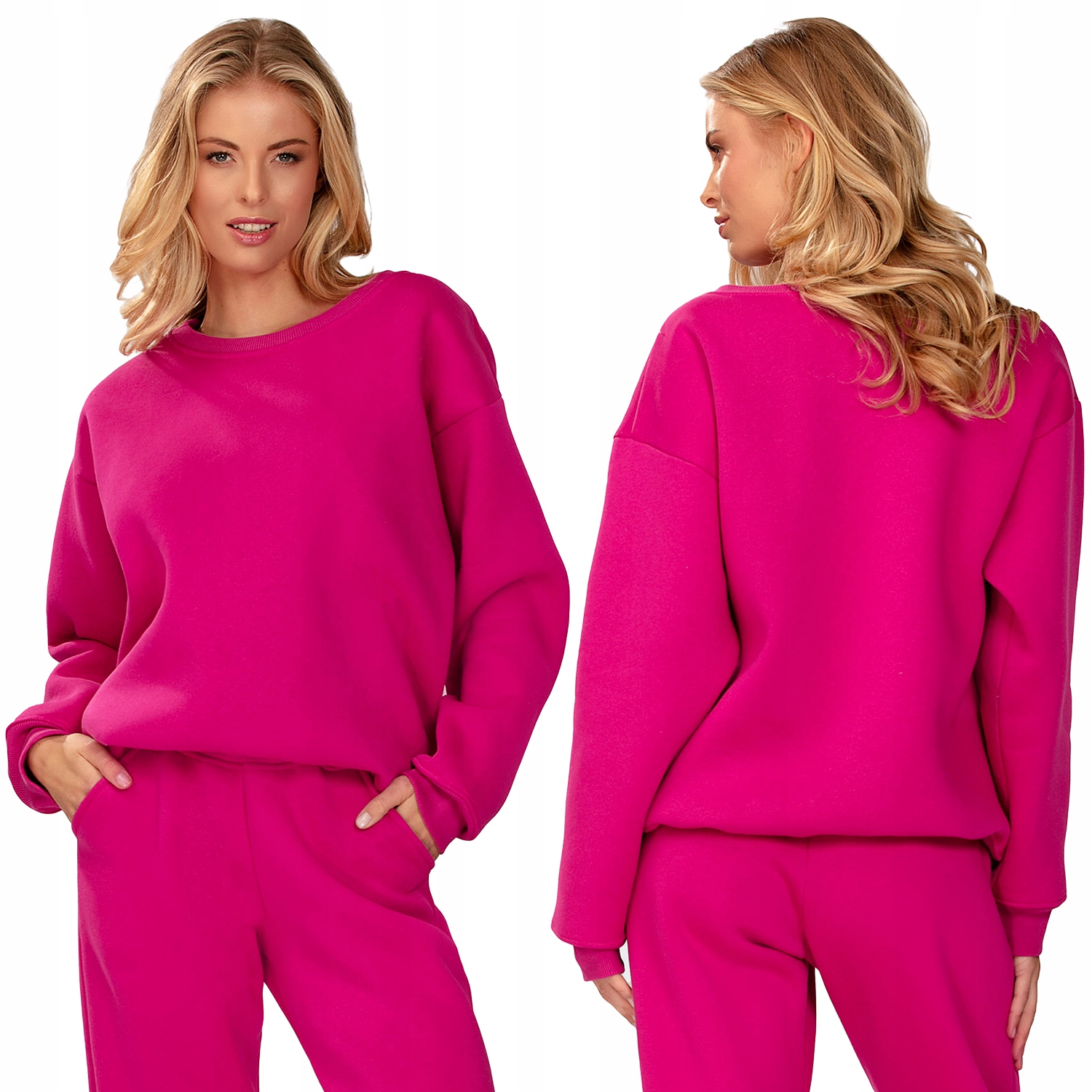 Dkaren Rehema-Bl fuchsiová M teplá Oversize růžová Mikina nerozepínací