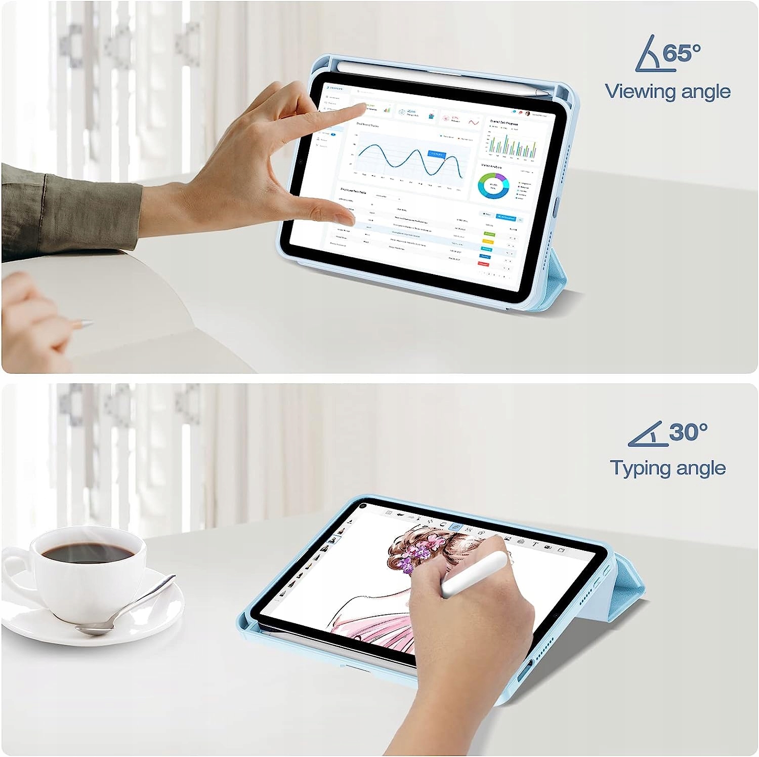 Etui z klapką do iPad Mini 6 niebieski ProCase Rozszerzenie podstawka