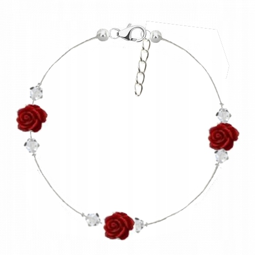 

Srebrna bransoletka Swarovski i róża srebro