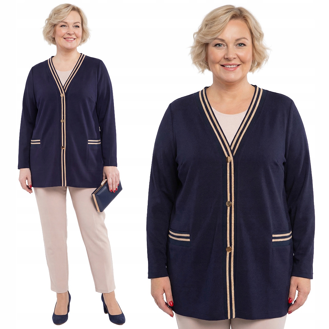 Tmavě modrý svetr se zlatými pruhy 54