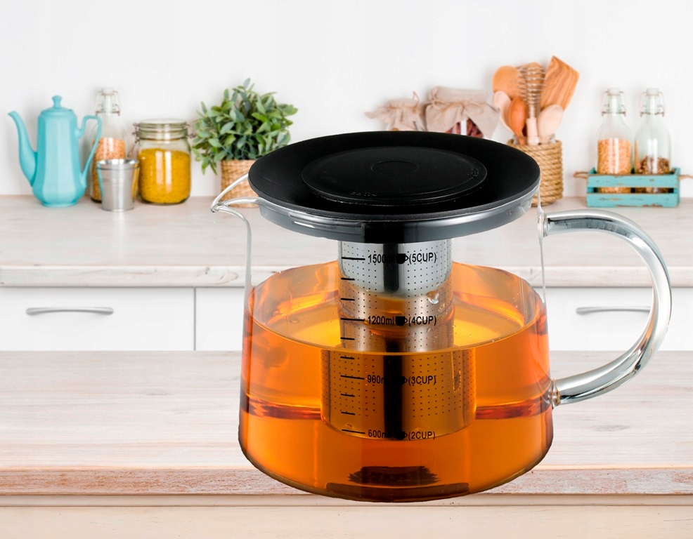 Dzbanek szklany 1500 ML Z ZAPARZACZEM SS 18/10 do Kawy Herbaty Ziół ESTELLA Kod producenta BR-8167