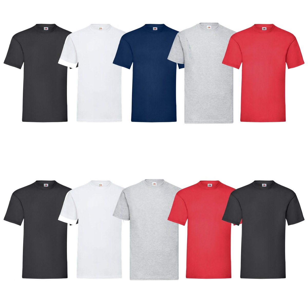 10x Pánské tričko Bílo-tmavě červené Fruit of the Loom Valueweight XL