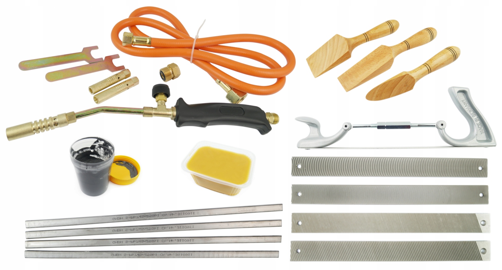 Sada na Cínování Velký Cín Pasta Vosk Špachtle 3s Hebel Kotouče Hořák