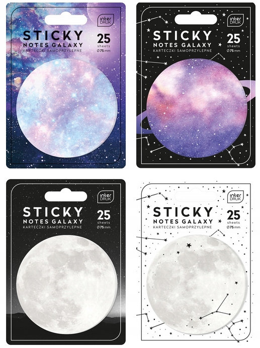 Karteczki samoprzylepne INTERDRUK okrągłe GALAXY
