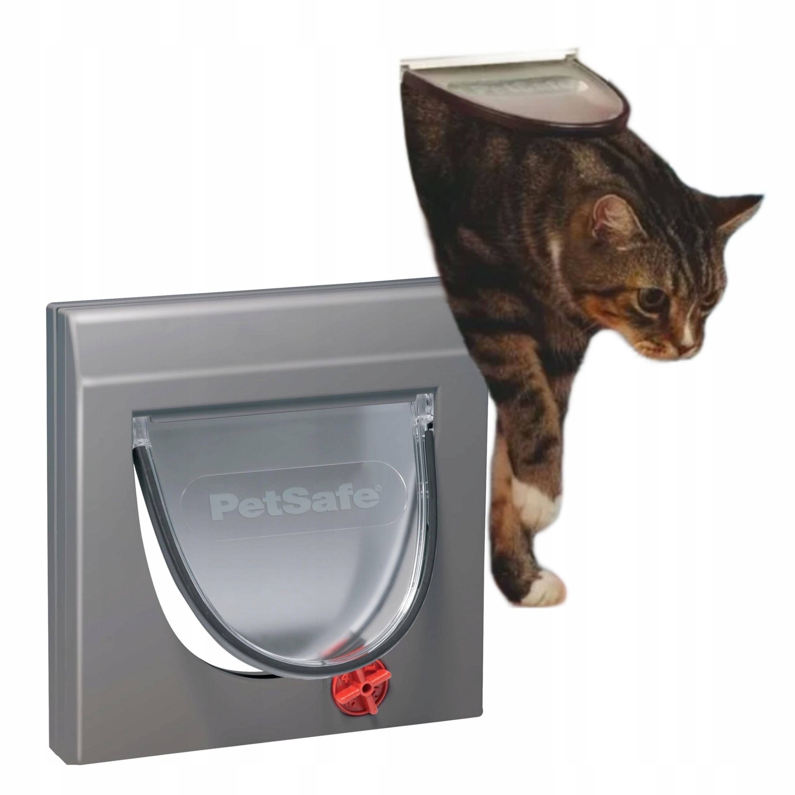 Levně Klapka dveří Pro Kočky 4 Zámky Tichý Magnetický Teleskopický Tunel Šedá