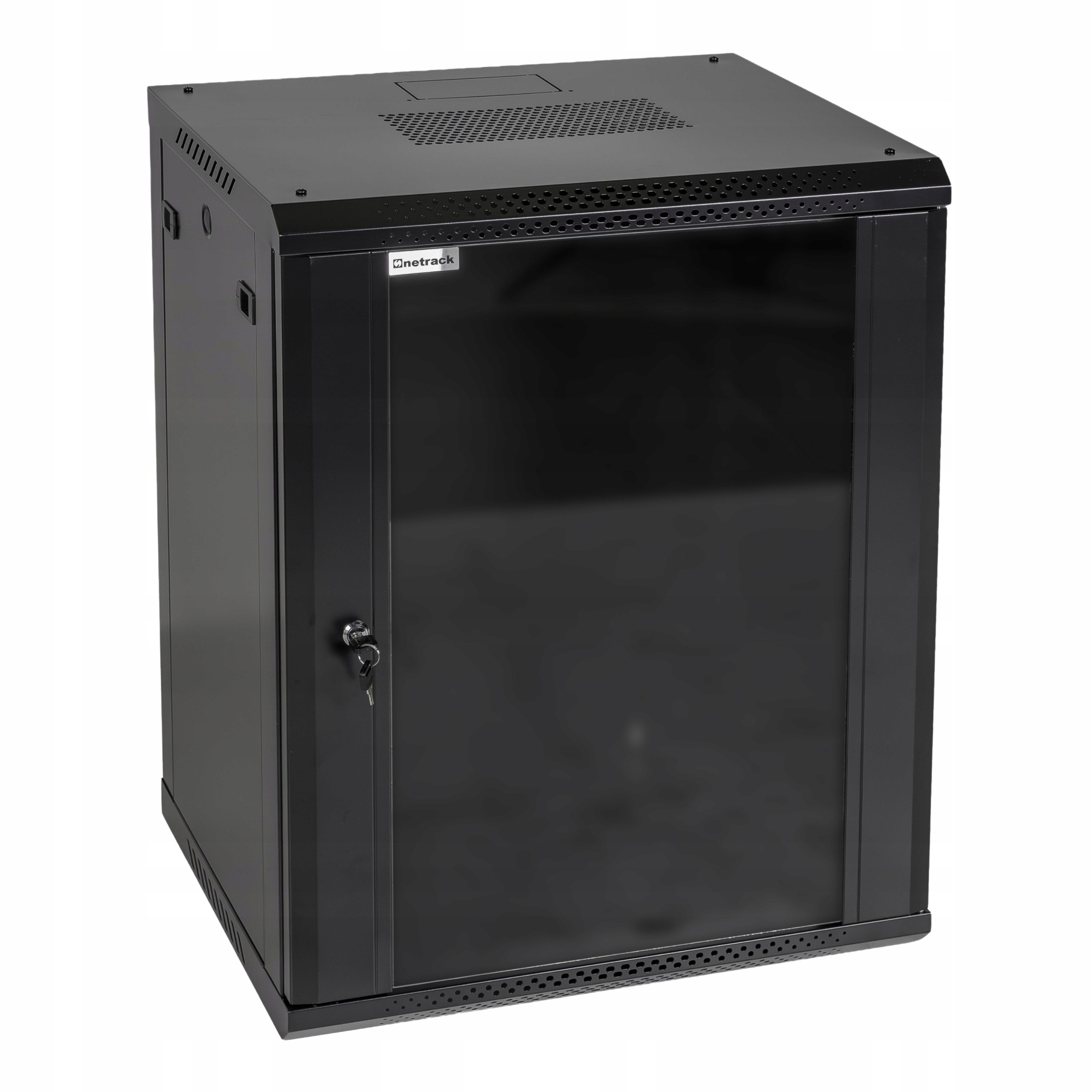 Závesná skriňa Rack 19" 15U 450 mm Netrack F-Line Čierna Sklenené dvere