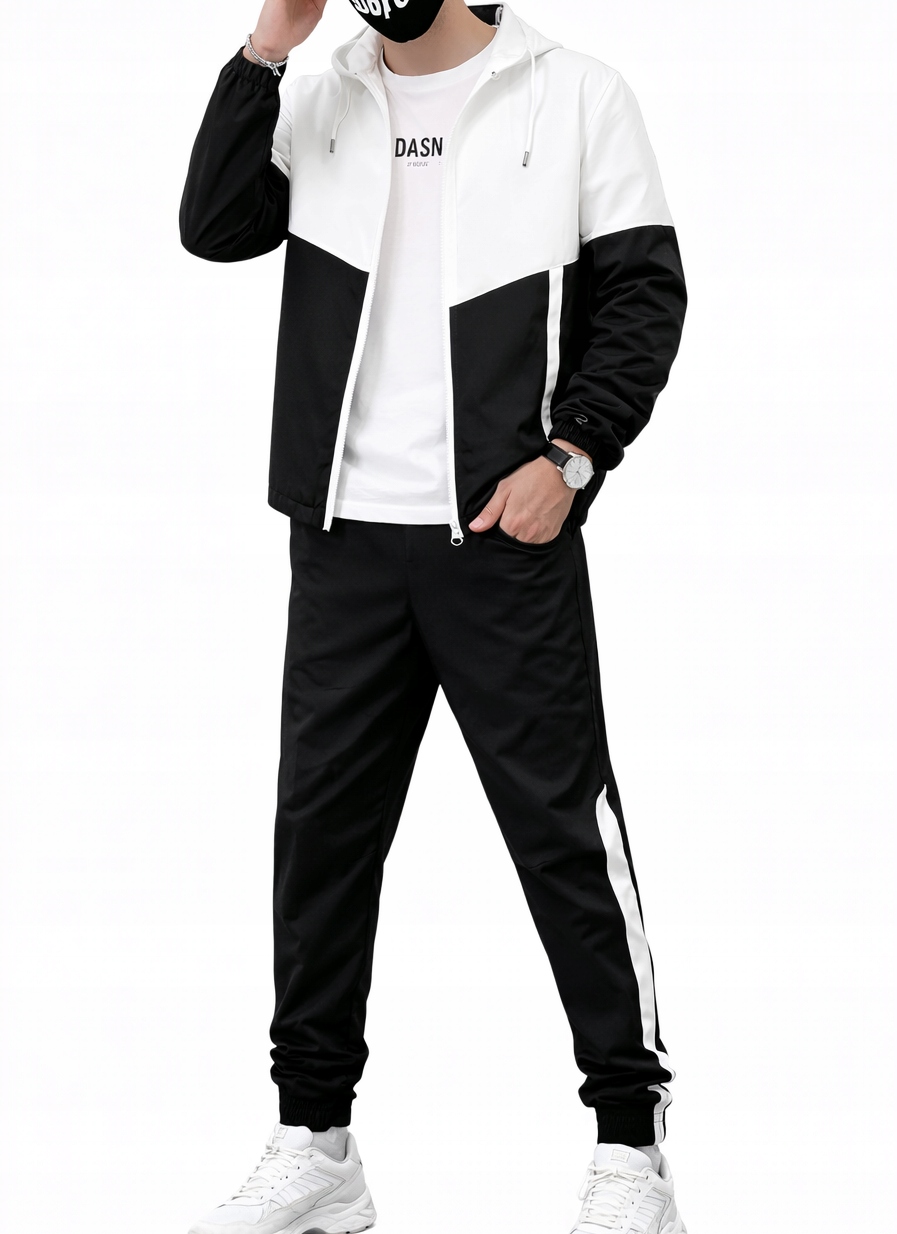 Komplet dresu męskiego bluza rozpinana i spodnie dwukolorowy stylowy dres