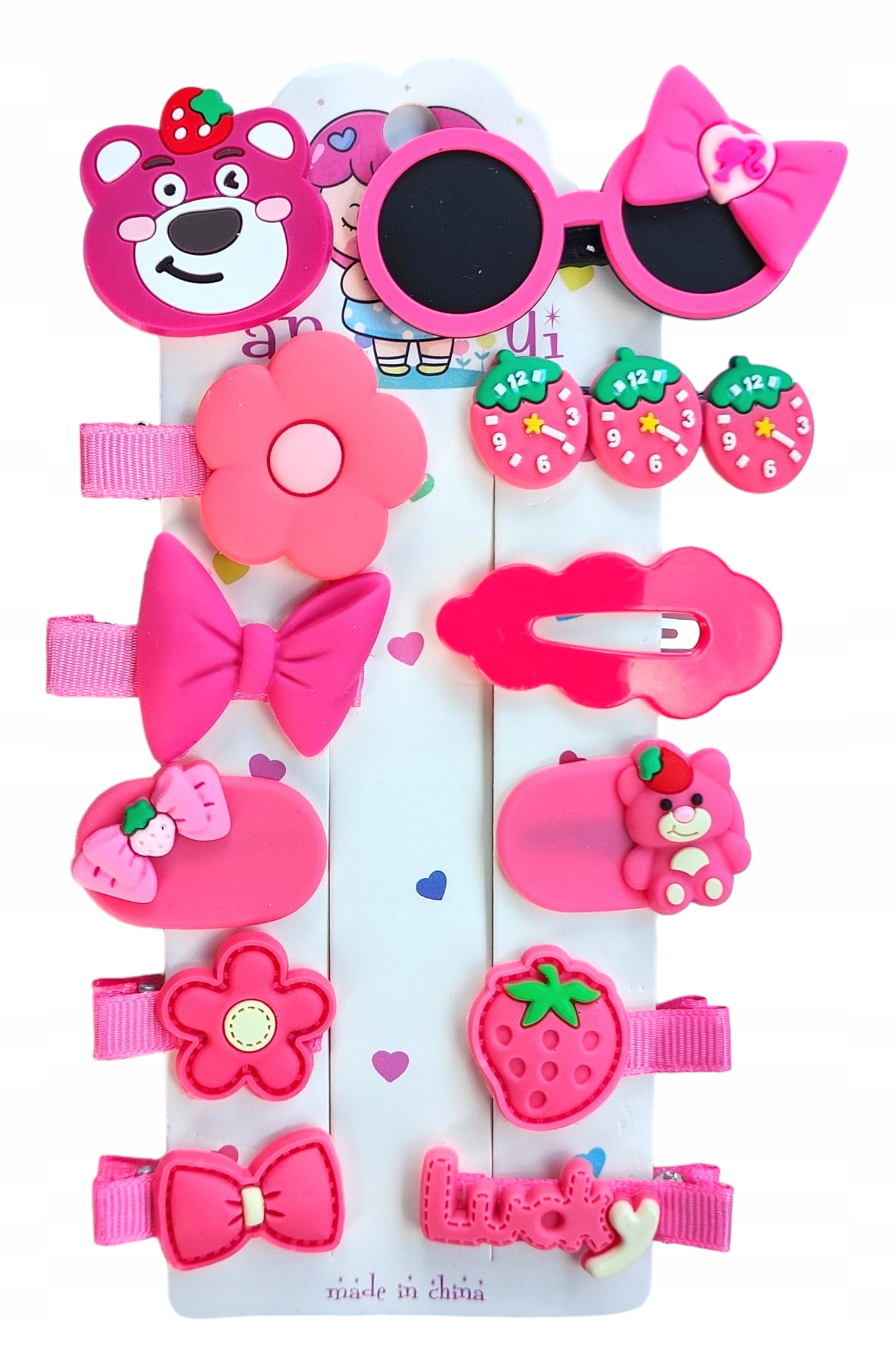 SPINKI DO WŁOSÓW ZESTAW SPINEK 12 szt. DLA DZIEWCZYNKI Różowe spinki