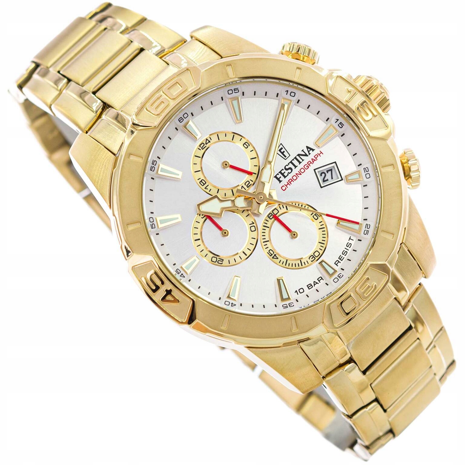 Pánské Hodinky Festina F20705/1 Timeless Chronograph Zlaté Na Náramku