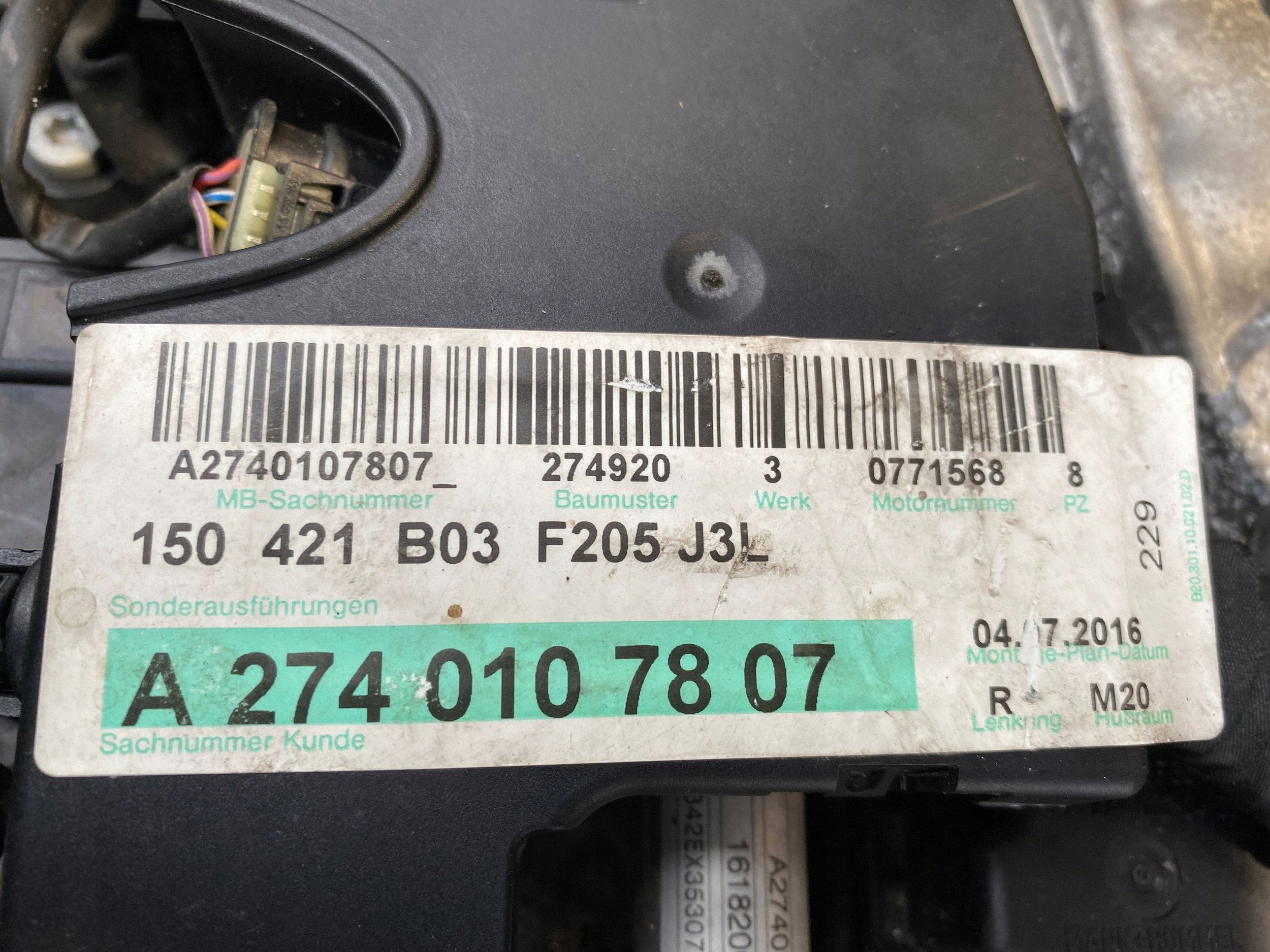 engine complete 274920 Mercedes C300 W205 2016r M274 2.0 CGI 274.920