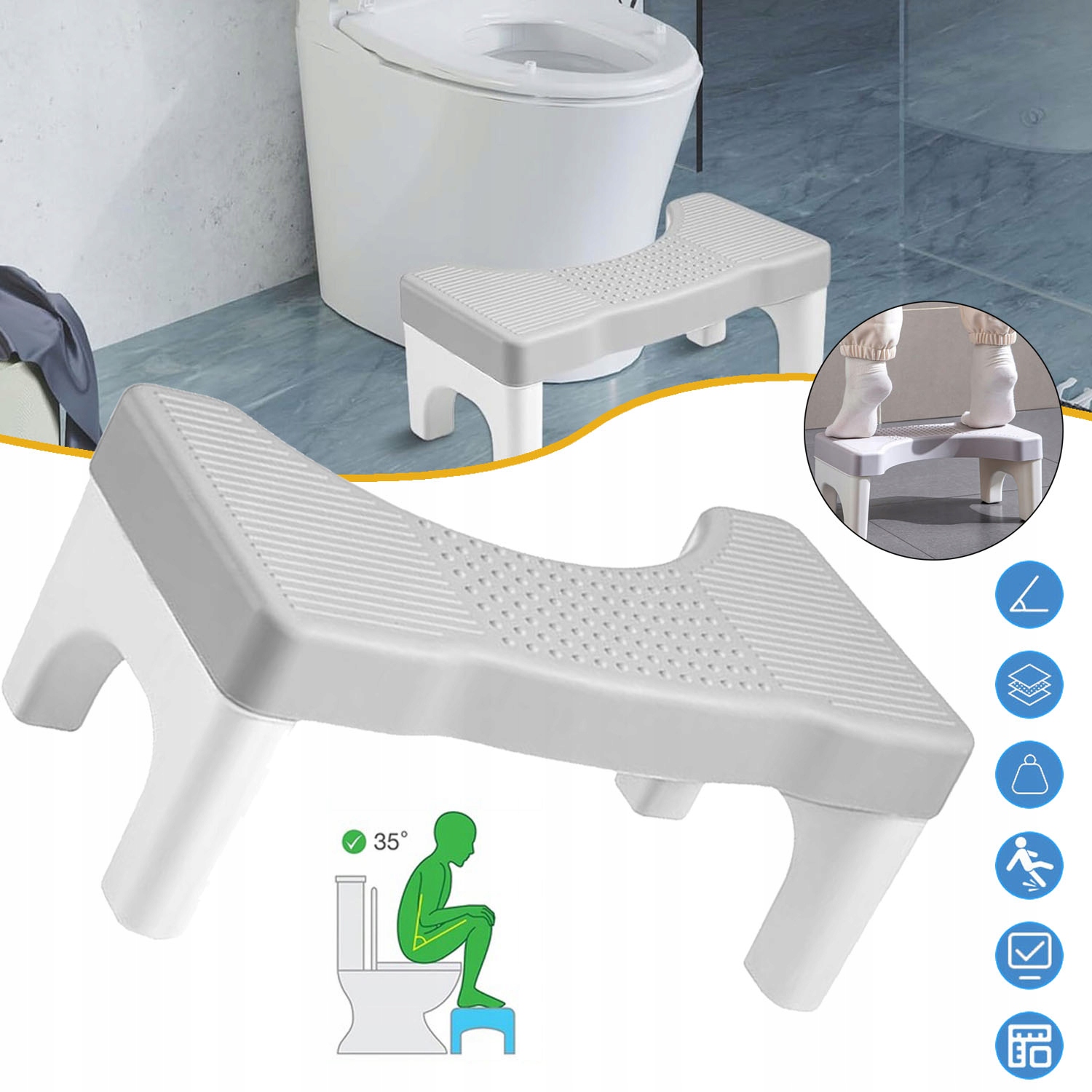Łazienkowy Stołek Toaletowy, Wielofunkcyjny Stołek Toaletowy Przenośny Krok