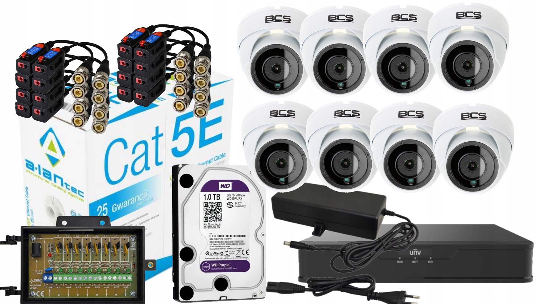 Sada monitorování 8 kamer kopule Bcs 5 dní záznamu