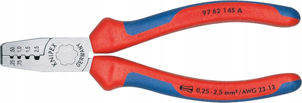 Szczypce do zaciskania tulejek 0,25 2,5 mm², 97 62 145 A, Knipex