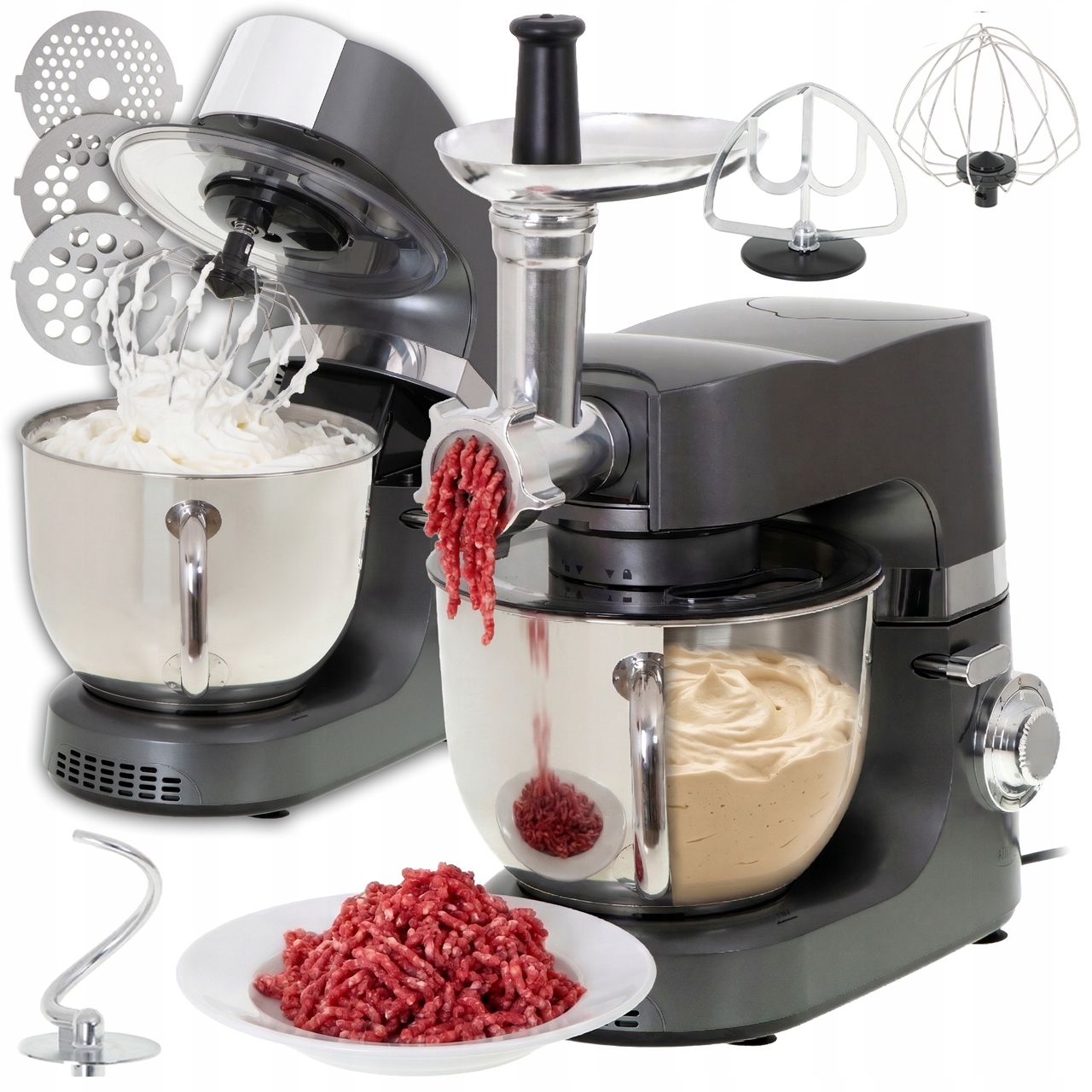 Kuchyňský Robot Planetární Multifunkční Mixér Mísa 7 L 2200 W 7 Rychlostí
