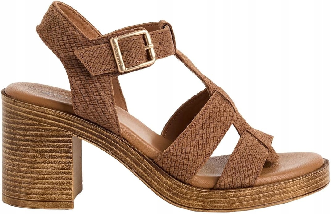 Dámské Kožené Sandály Na Podpatku, Hnědé, Stylové, Dámské Tamaris 37