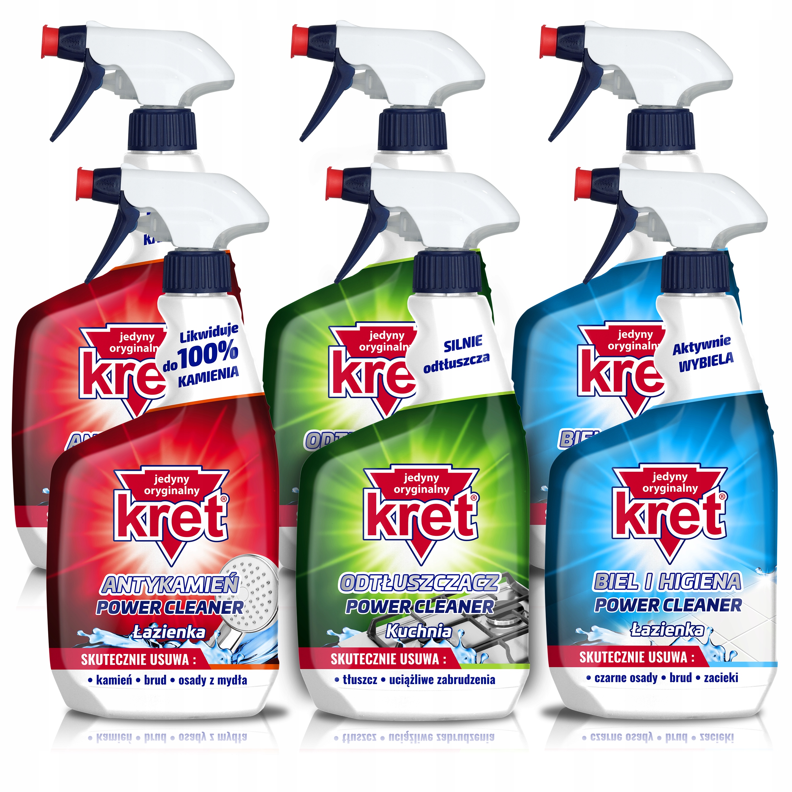 Levně Kret čisticí sprej na odstranění vodního kamene a nečistot MIX 6 x 620 ml