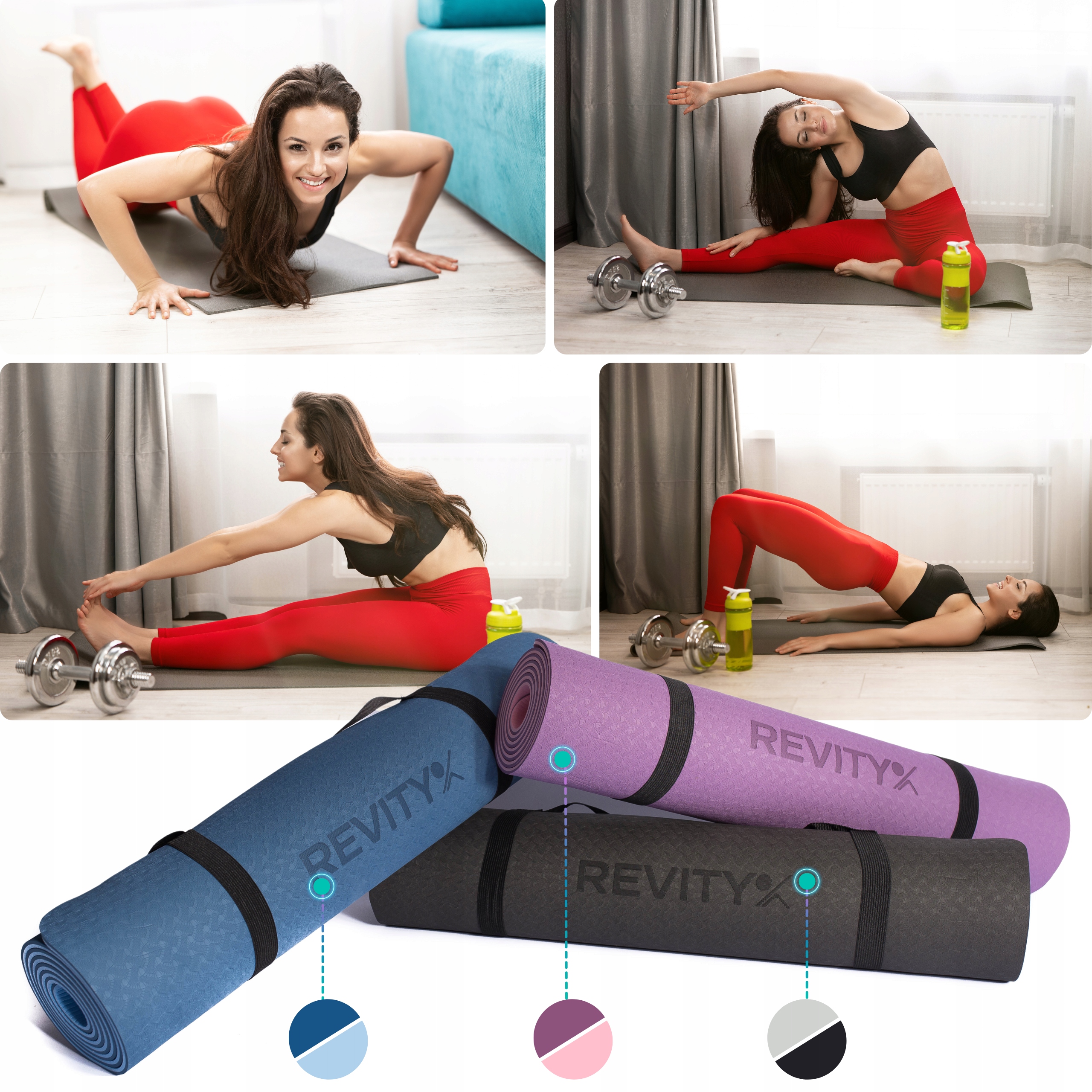 MATA DO ĆWICZEŃ JOGI PILATESU FITNESS GIMNASTYCZNA GRUBA ANTYPOŚLIZGOWA Długość 183 cm