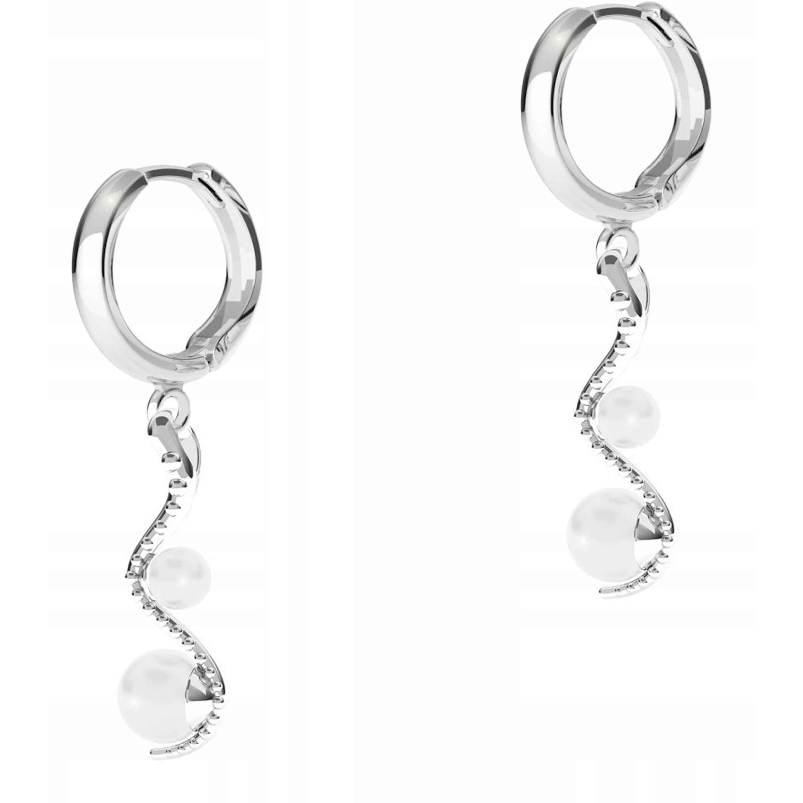 Stříbrné Náušnice Hadi s bílými perlami Gad Had Bílé perly Stříbro 925