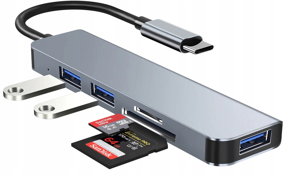 HUB ADAPTER 5W1 USB-C TYP USB 3.0 CZYTNIK SD / TF