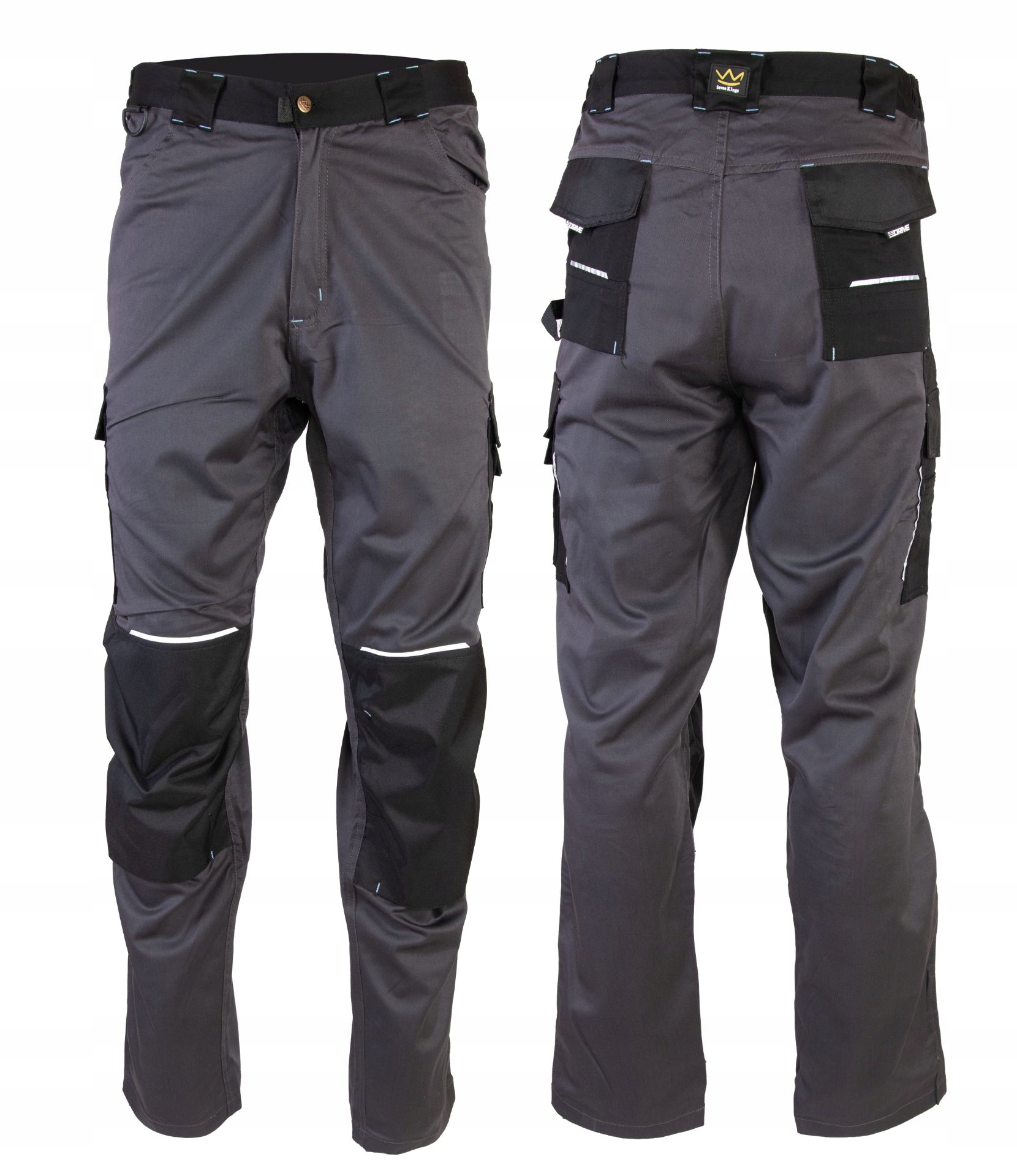 Spodnie robocze monterskie typu Stretch Seven Kings Drive Stalowe r. 56