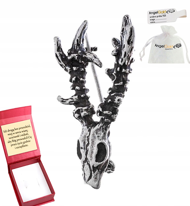 Stříbrná Brož Los Jelen Lovecké Parohy 925