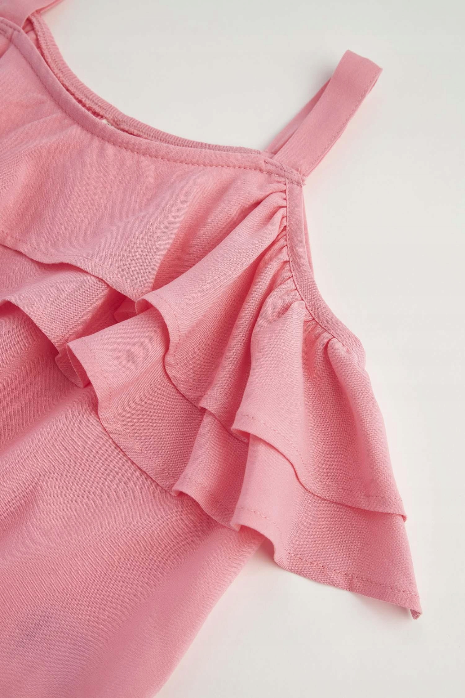 RÓŻOWY TOP BLUZKA FALBANKI RAMIĄCZKA WISKOZA GŁADKA DEFACTO 128-134 Marka Inna marka