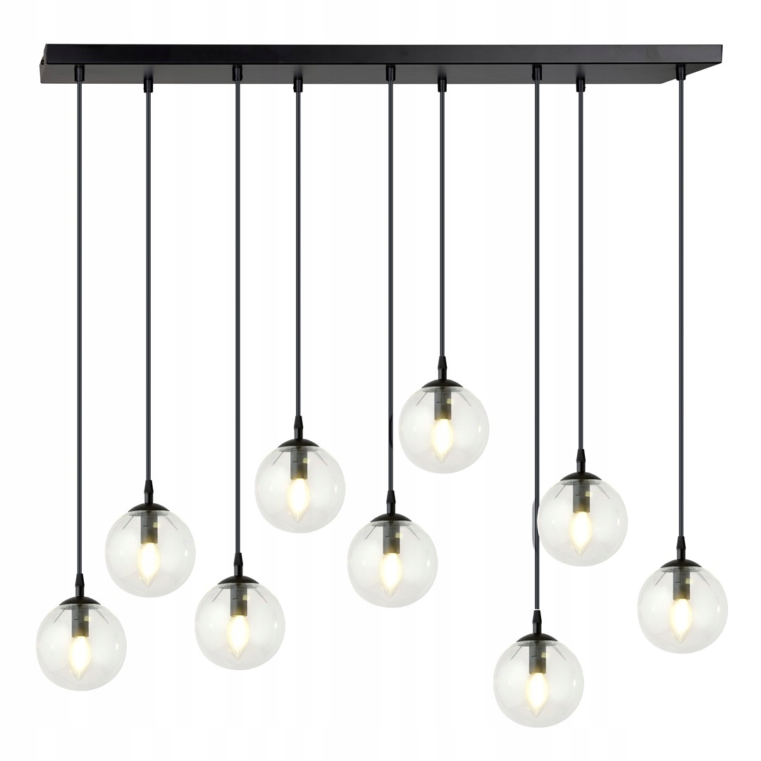 Závesná lampa Cosmo 9 Bl Transparent loft, tienidlá, čierna