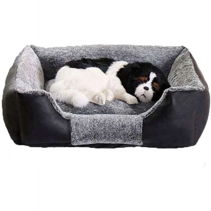 Legowisko kanapa pluszowe rozmiar M 70x45 cm miękkie czarno-szare