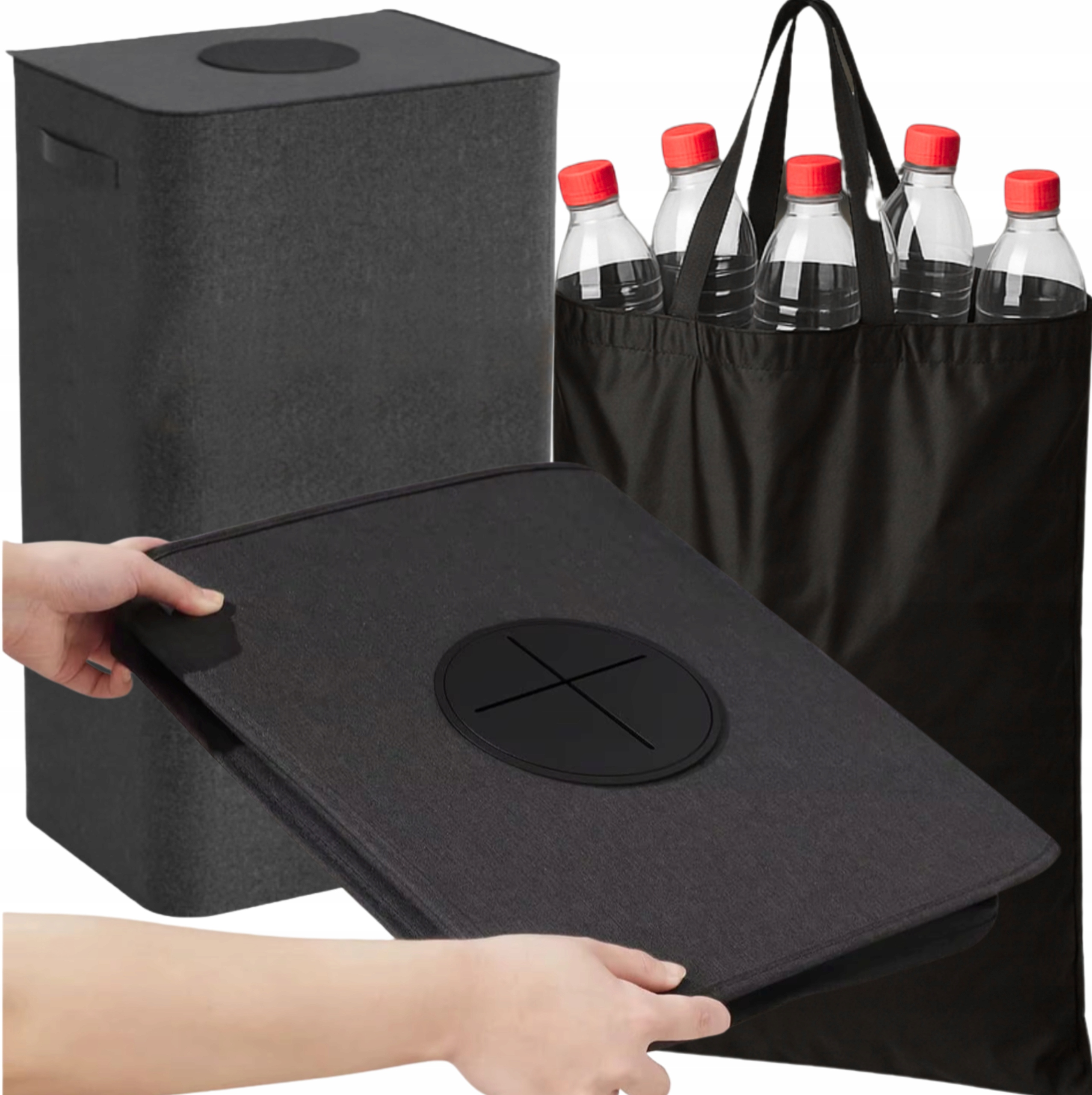 Skládací Koš Na Třídění Plechovky Plastové Láhve 100 L Prostorný Sáček