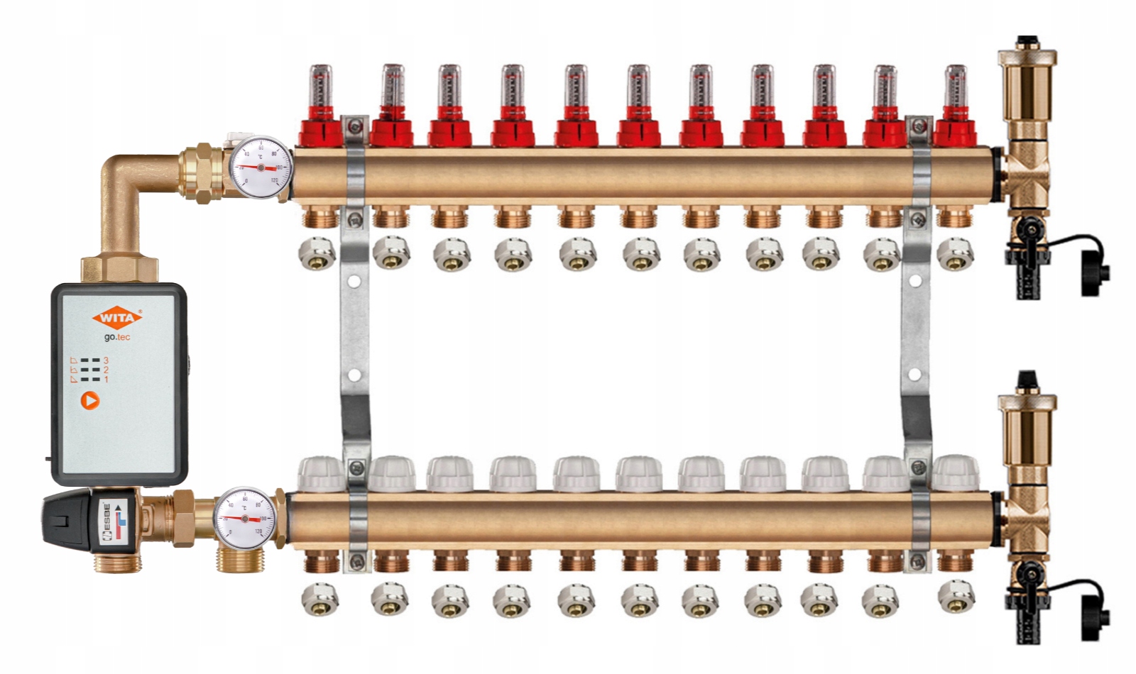 Podlahový Mosazný Rozdělovač 11 Čerpací Skupina Vítá Go.tec Pex Konektory
