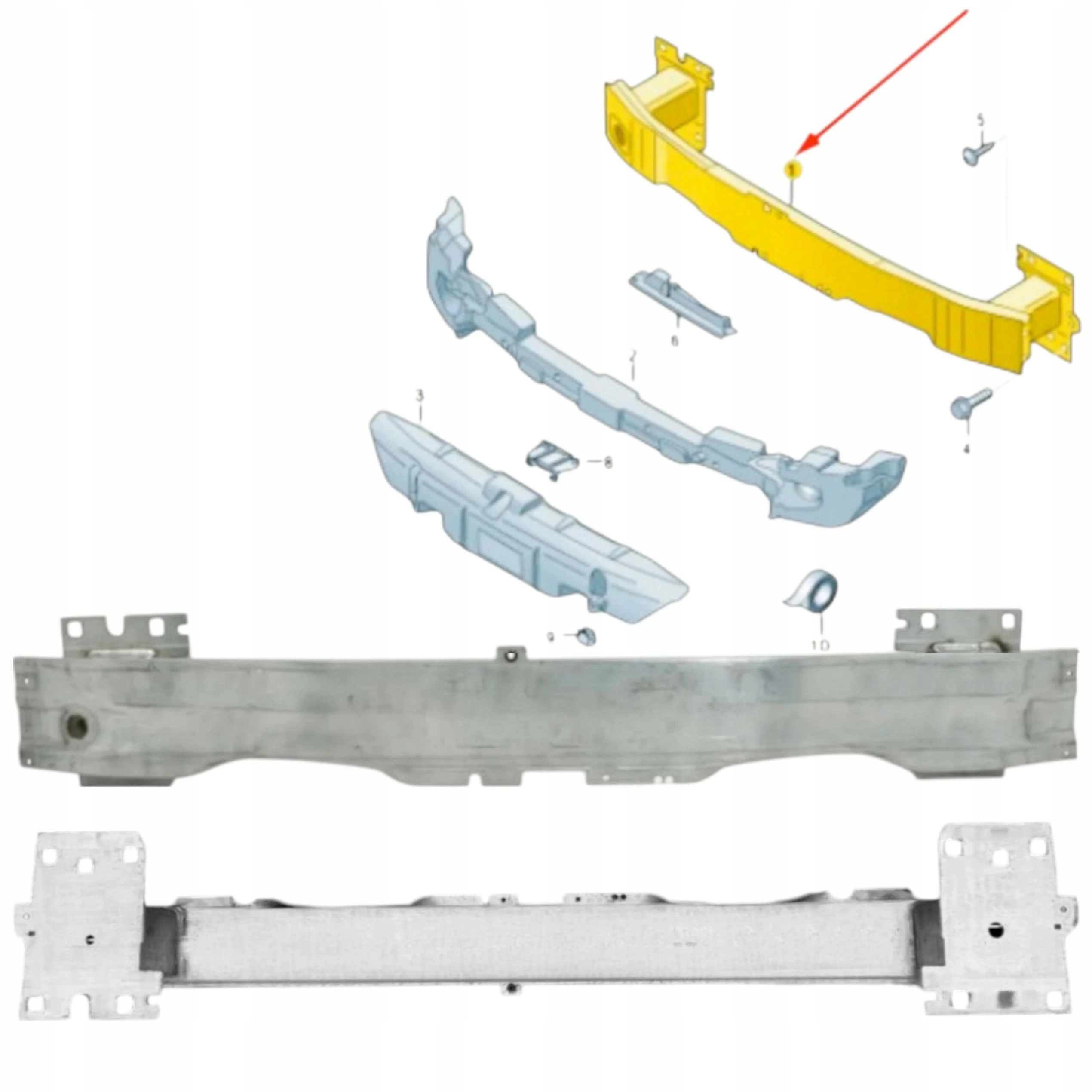 Belka zesílení Nárazníku přední Aluminium 8V4807109 Audi A3 8V 2012-2016