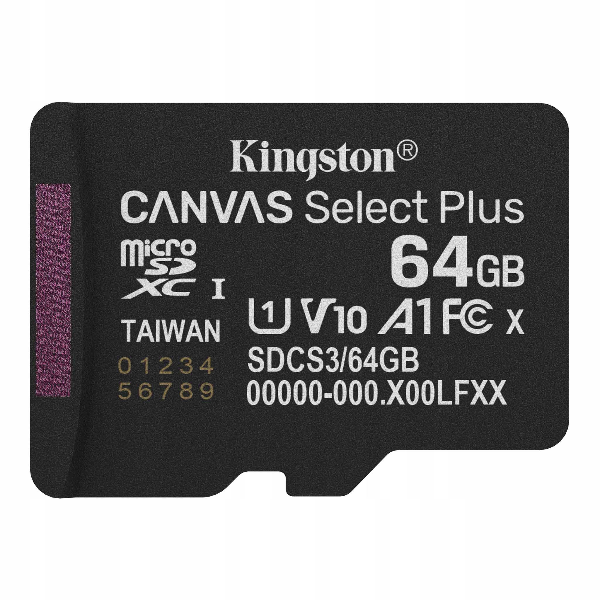Kingston 64 microSDXC 100MB/s Read, Uhs-i Speed Class, U1, V10, A1 (64GB)