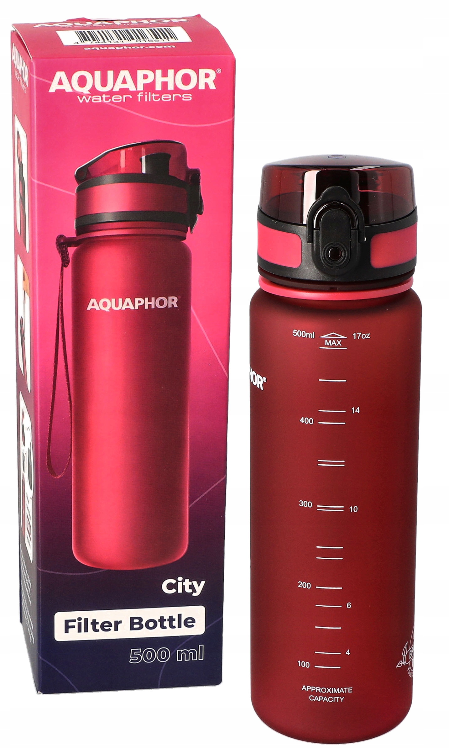 

Butelka bidon filtrująca Aquaphor 0,5L City bordo