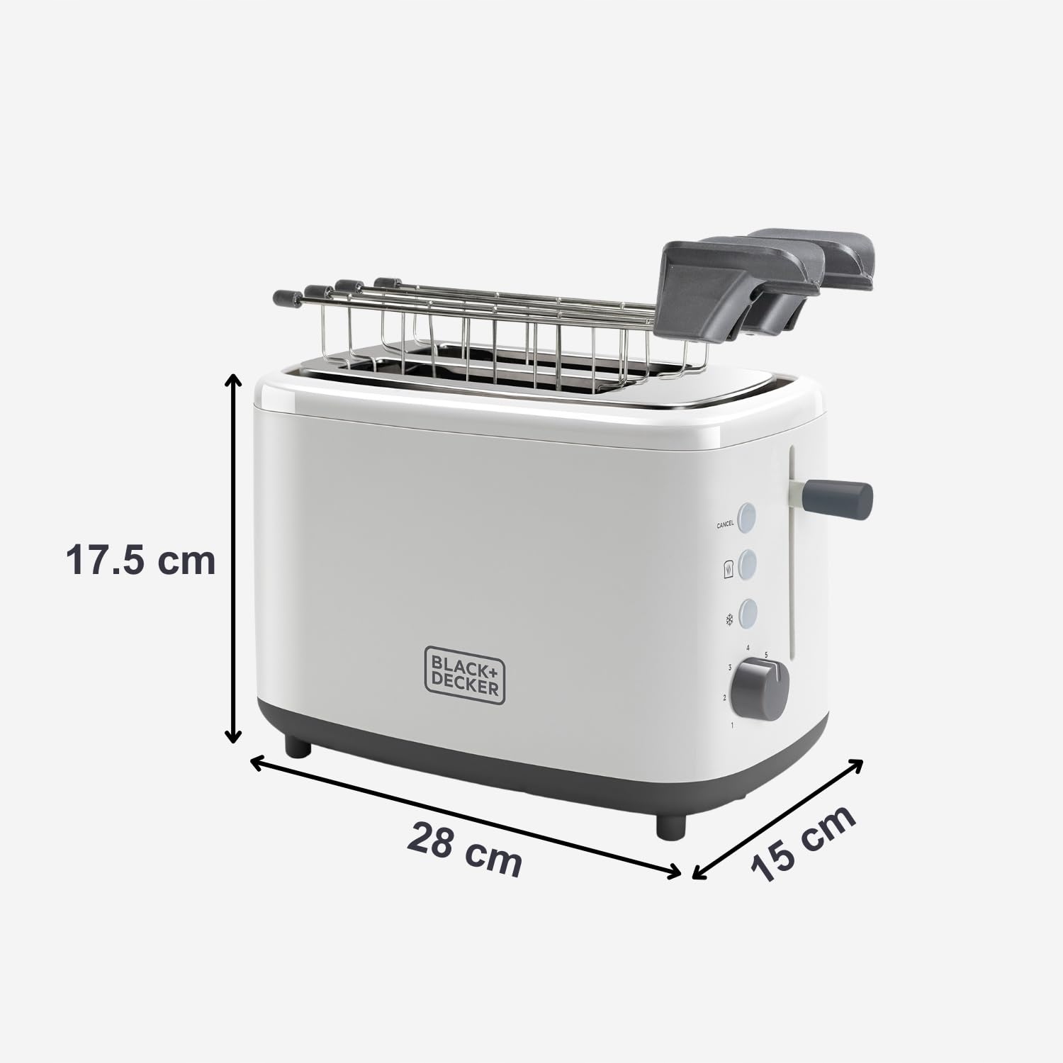 BLACK+DECKER Toster 820W 2 Szerokie Szczeliny 7 Stopni Opiekania Biały — miniatura 5