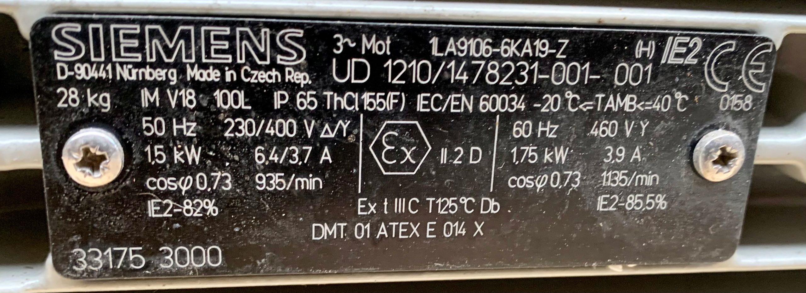 Silnik elektryczny 1,5 kW 935 obr/min kołnierzowy Marka Siemens