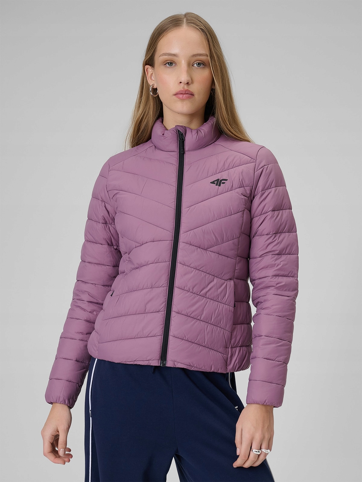 4F Dámská Fialová Prošívaná Hydrofobní Péřová Bunda