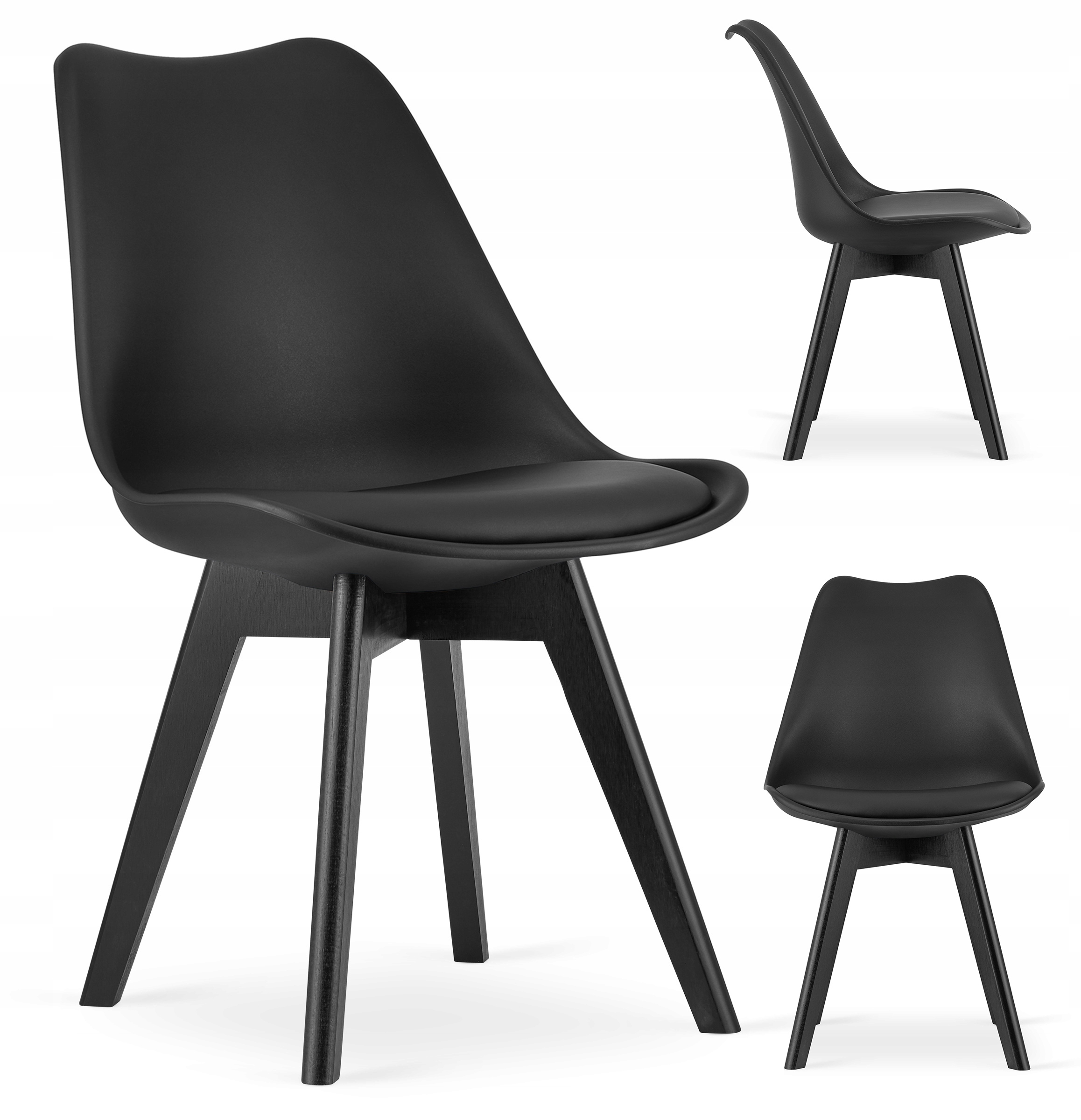 Krzesło Skandynawskie Nowoczesne do Salonu Jadalni Czarne ATTE MufArt