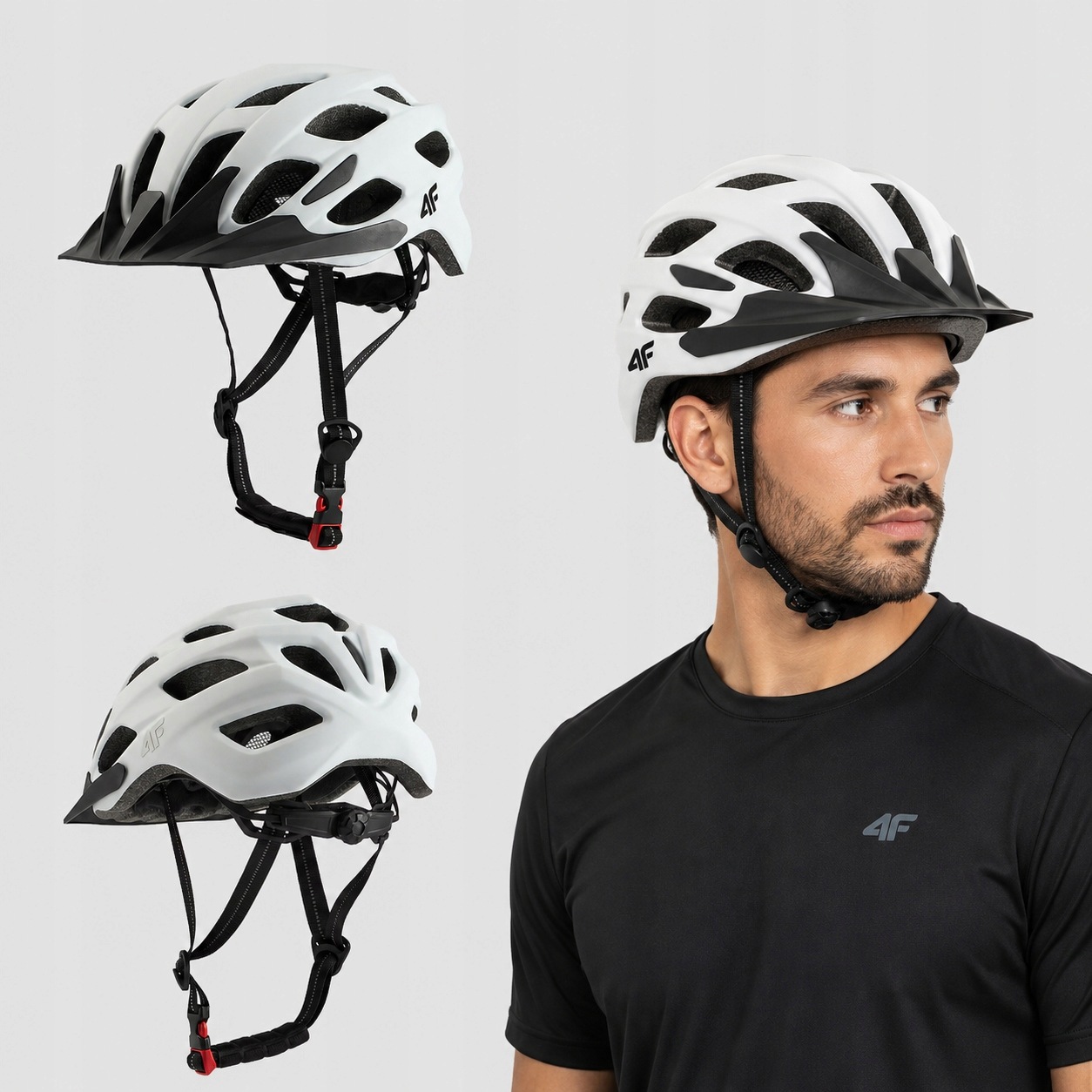 Kask Rowerowy 4F Unisex Męski Damski L 59-61CM Biały U135 SS26