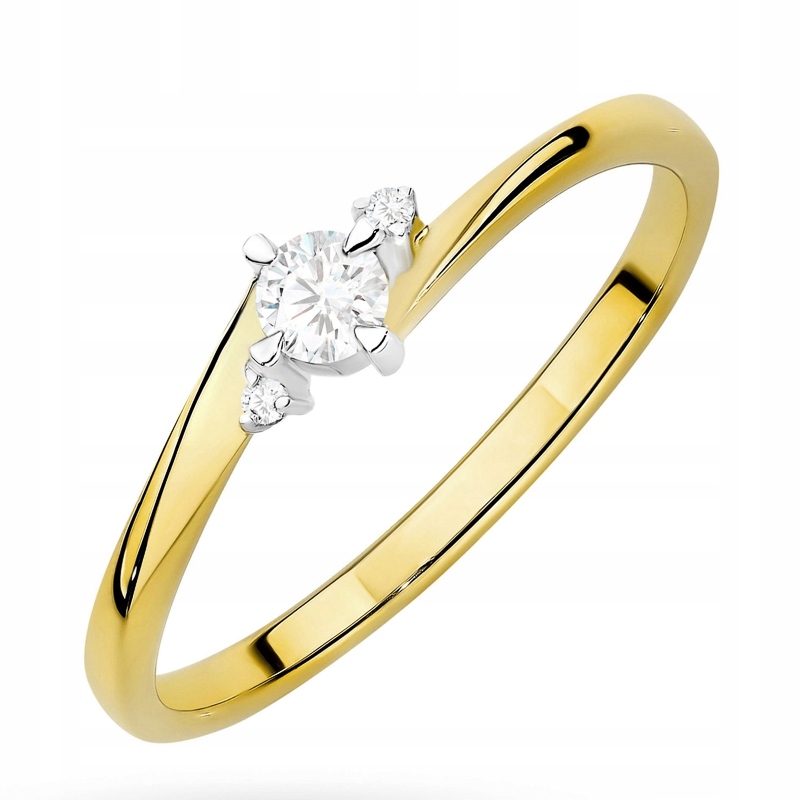 Zlatý Prstýnek pr. 585 14k Laboratorní diamanty 0,12ct